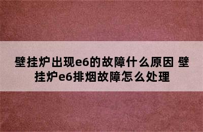 壁挂炉出现e6的故障什么原因 壁挂炉e6排烟故障怎么处理